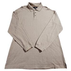 Vintage Consensus Sportswear Men's Long Sleeve Three Button Polo Beige Size L